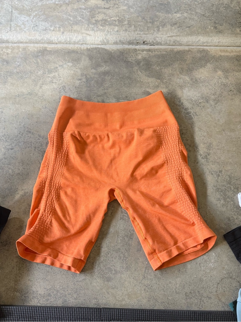 Alphalete Orange Ribbed High-Waist Bike Shorts